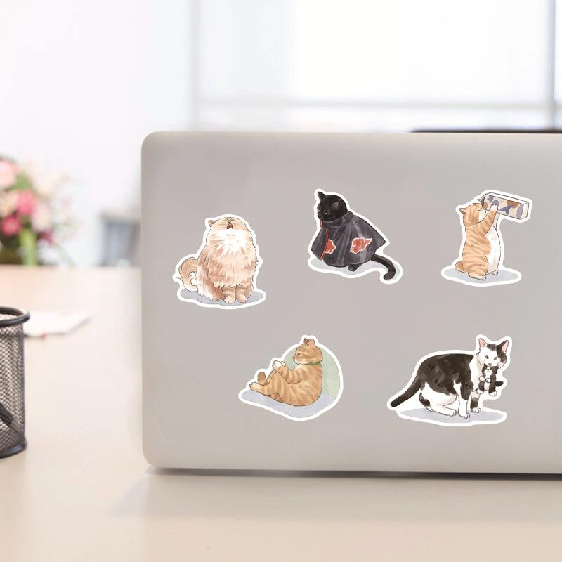 Sticker mèo cute đáng yêu dán sổ tay, notebook, mũ bảo hiểm, vali, ván trượt