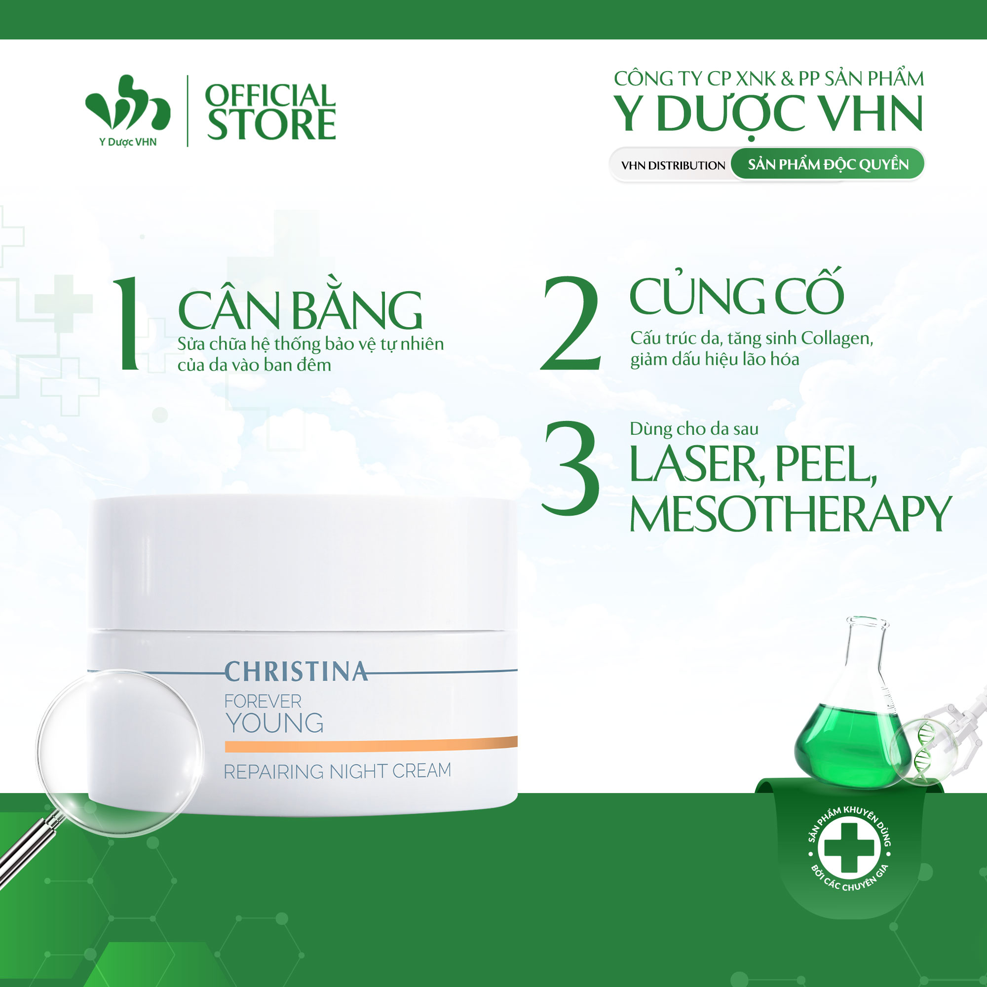 Kem Dưỡng Da Ban Đêm Forever Young Repairing Night Cream CHRISTINA Hỗ Trợ Bổ Sung Collagen, Chống Lão Hóa Da 50ml