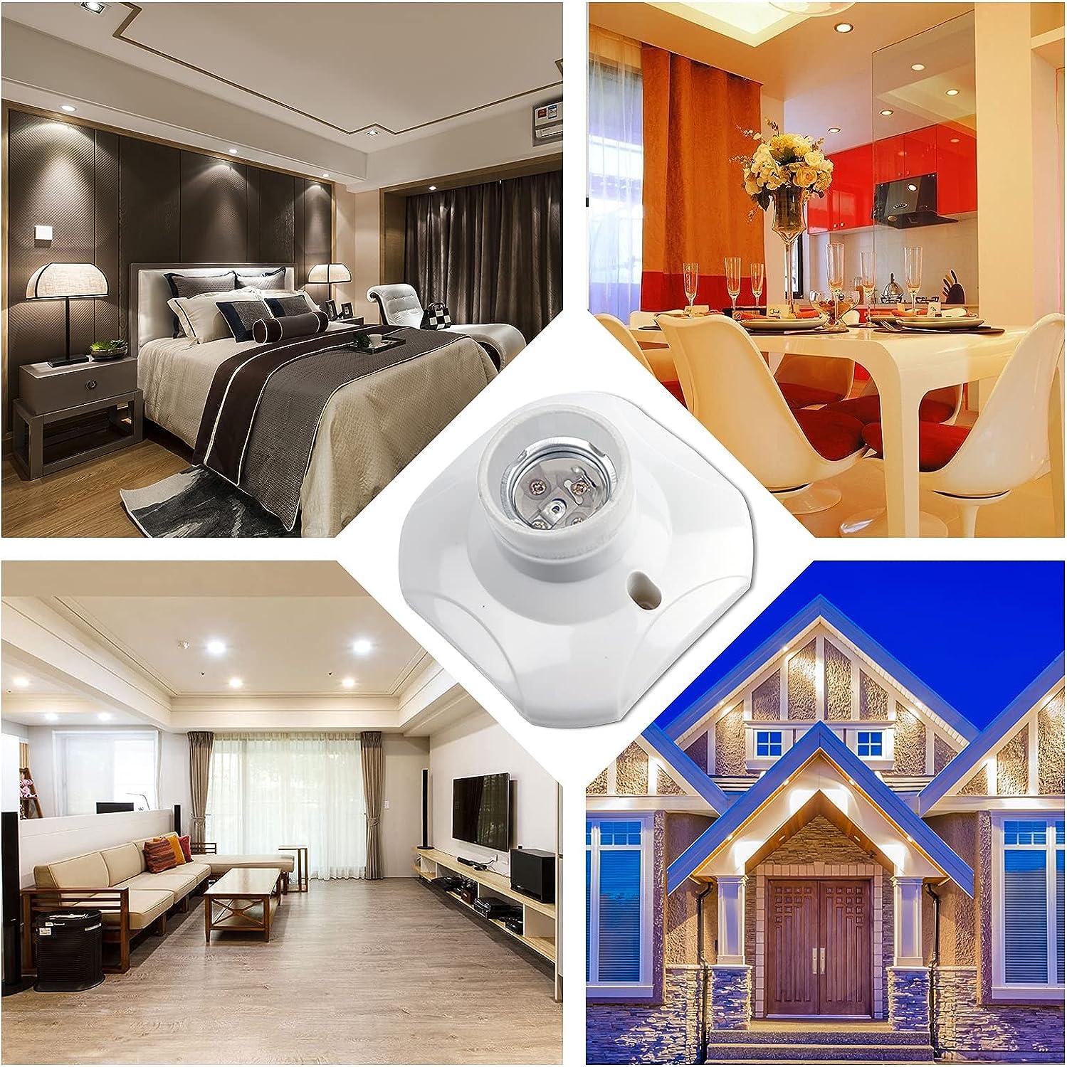 Ổ Cắm Trần Bắt Vít E27, Ổ Cắm Nhà Để Xe E27, AC 220-240V, Đui Bóng Đèn LED, Đế Trần E27, Đế Đèn Nhựa Trắng Cho Đèn Tường, Bộ 4