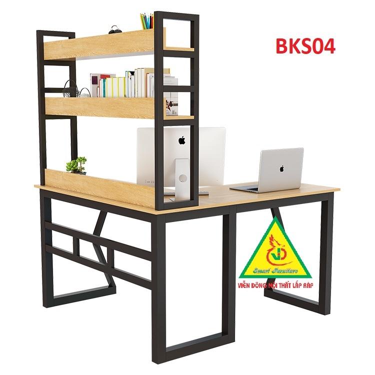 Bàn làm việc, bàn học khung sắt mặt gỗ BKS04