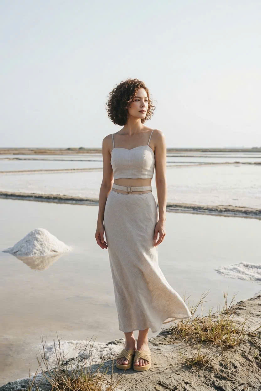 Áo Croptop Hai Dây Linen Vải Lanh Xám Muối Tiêu TOP208 Thời trang Hity