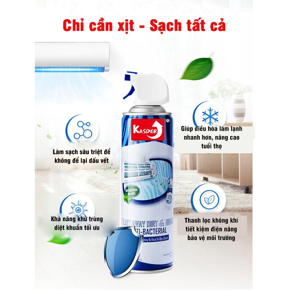 Bình xịt vệ sinh khử mùi máy lạnh điều hòa Kasder 500ml MUA 1 TẶNG 1