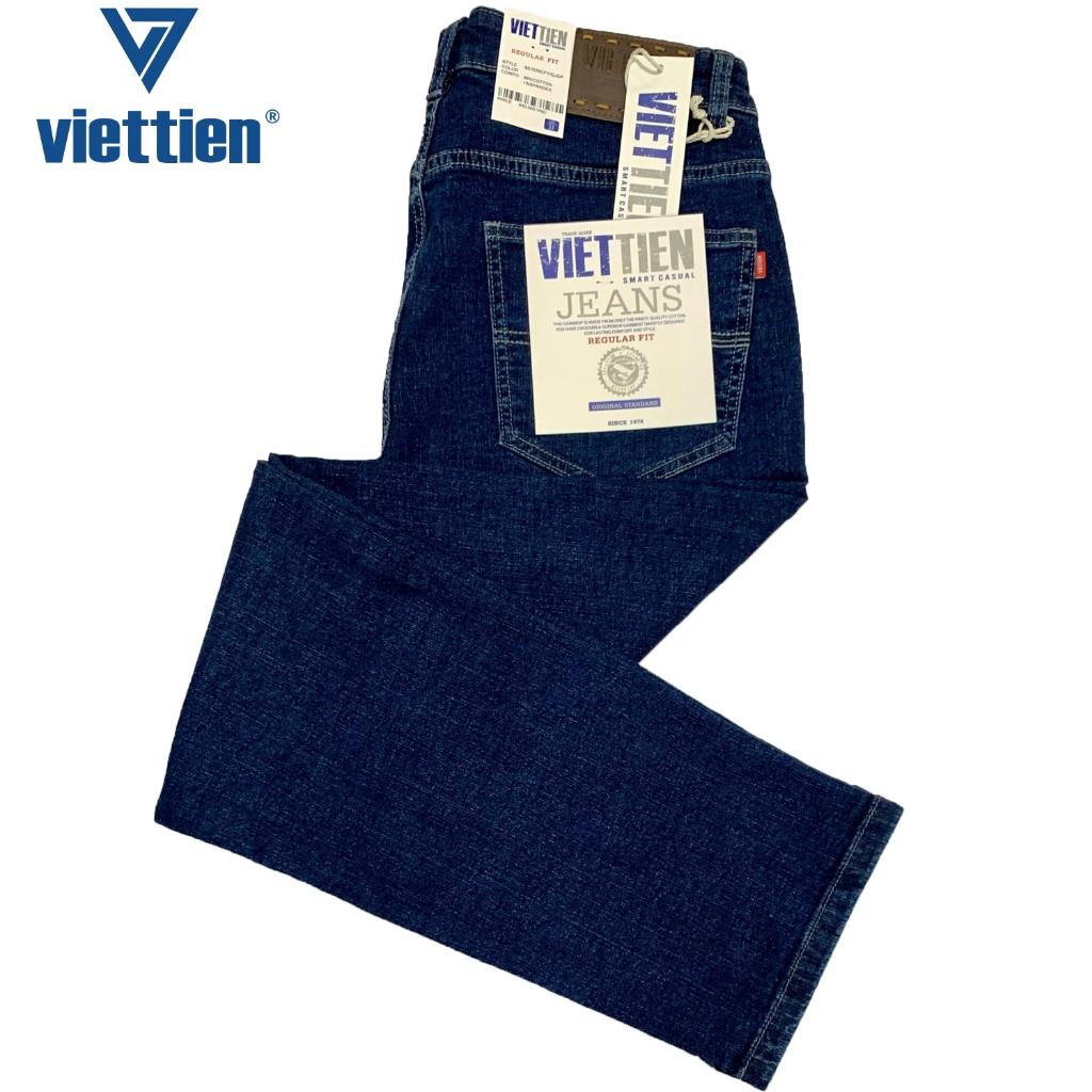 Viettien - Quần Jeans nam dài Màu Xanh đen 6S7076 phom Regular fit may vừa không ôm sát, không rộng