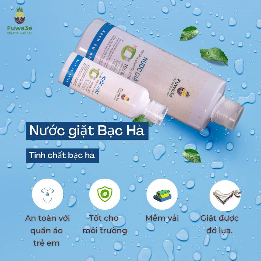 Nước giặt hữu cơ hương bạc hà cho lụa an toàn cho bé 100ml