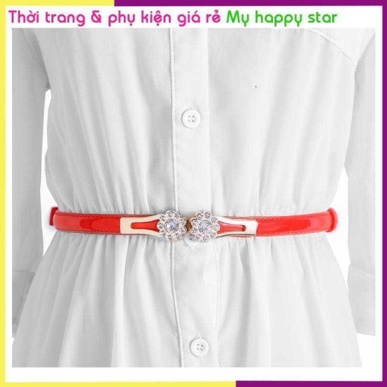 Thắt lưng nữ da mặt hoa đính đá thương TTL07