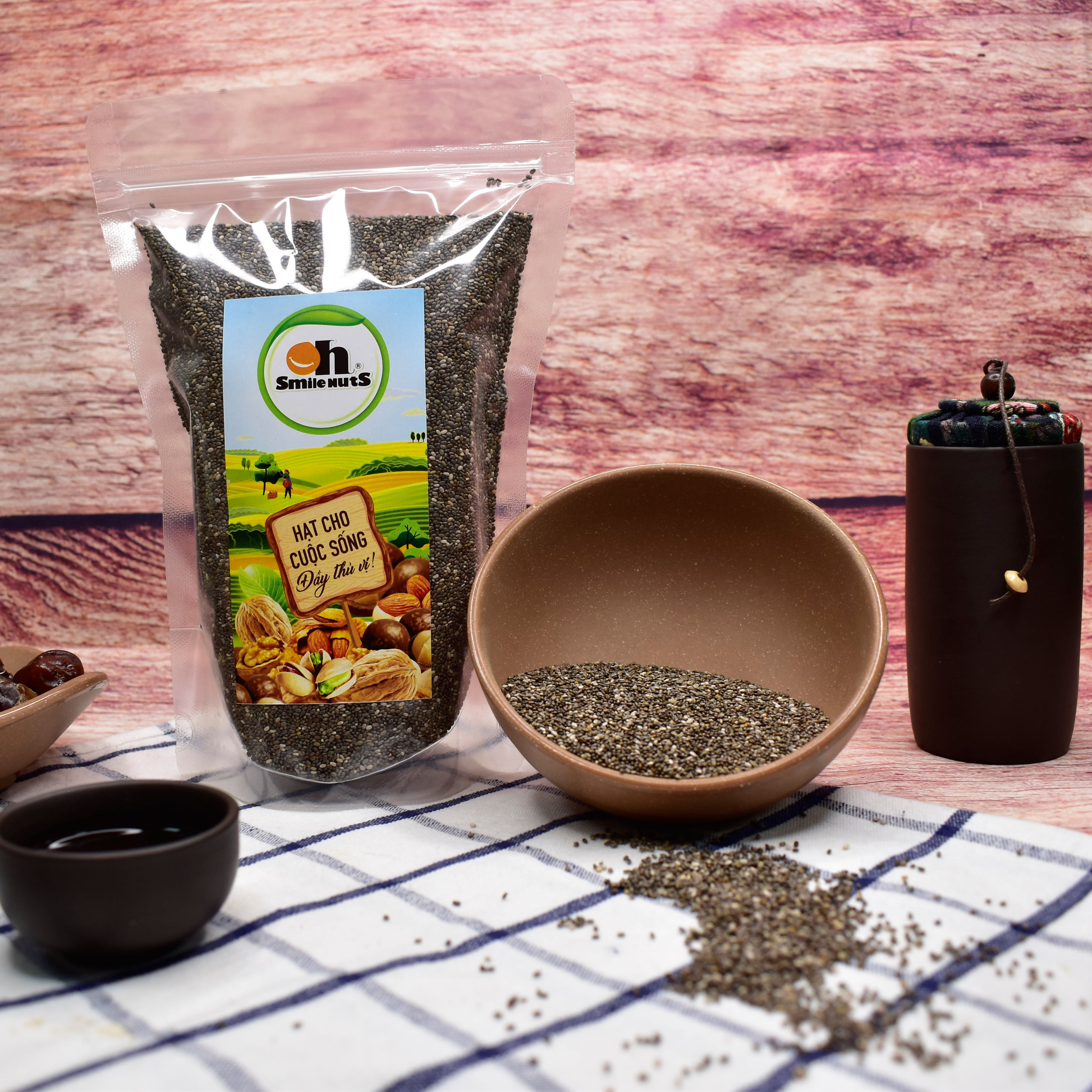 Hạt Chia Đen Hữu cơ SMILENUTS túi 500g -
