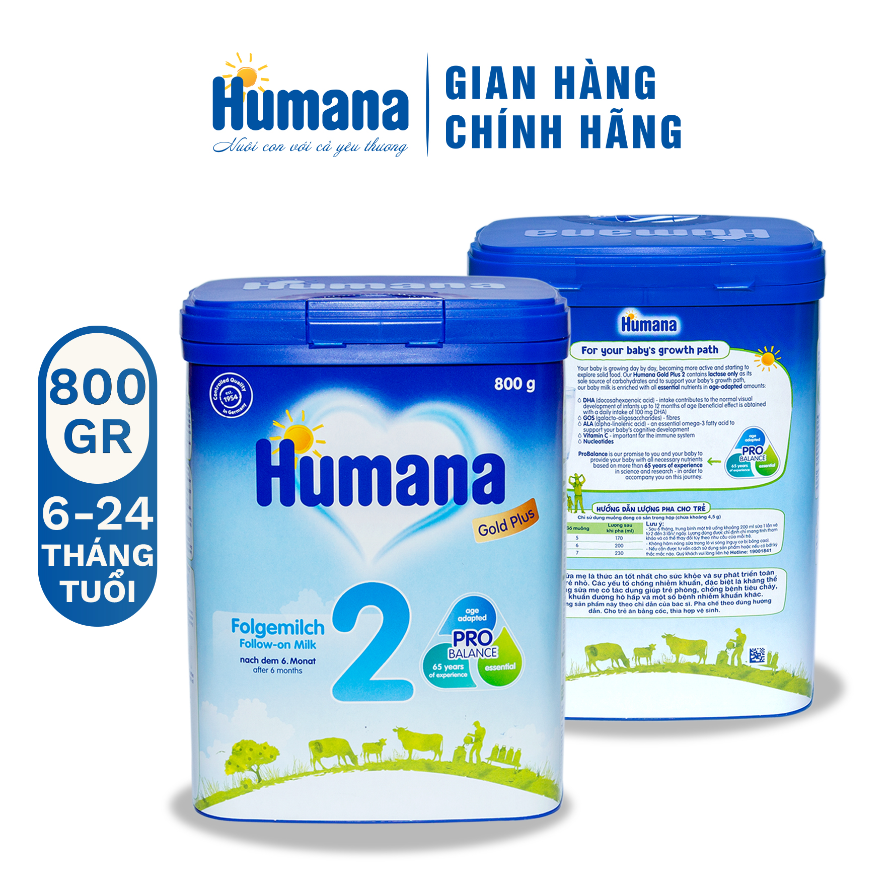Sữa Bột Công Thức Cho Trẻ Humana Gold Plus 2 800g - Nhập Khẩu Từ Đức - - Date 04/07/2024