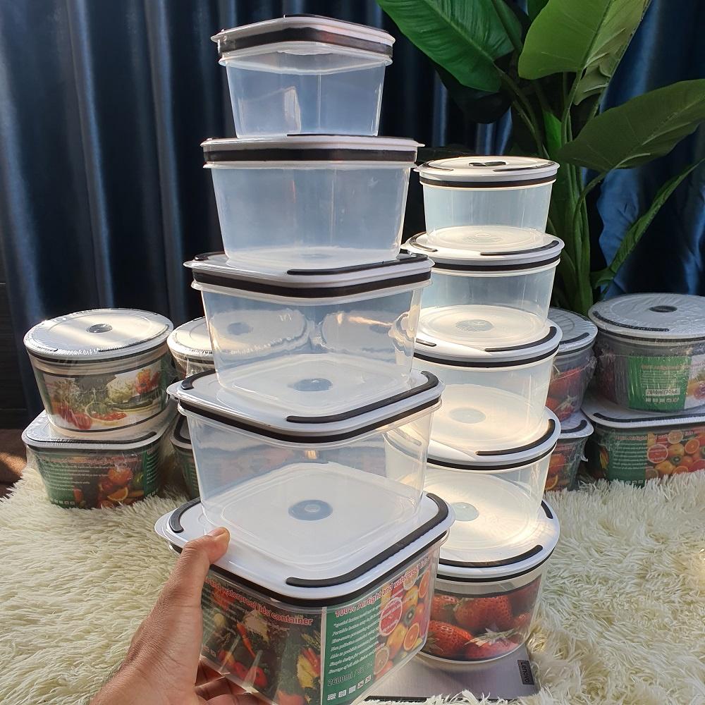 Combo 5 HỘP ĐỰNG THỰC PHẨM HÌNH VUÔNG NHIỀU KÍCH CỠ SIÊU TIỆN DỤNG - 2900ML - Trữ đông thức ăn - Sử dụng lò vi sóng