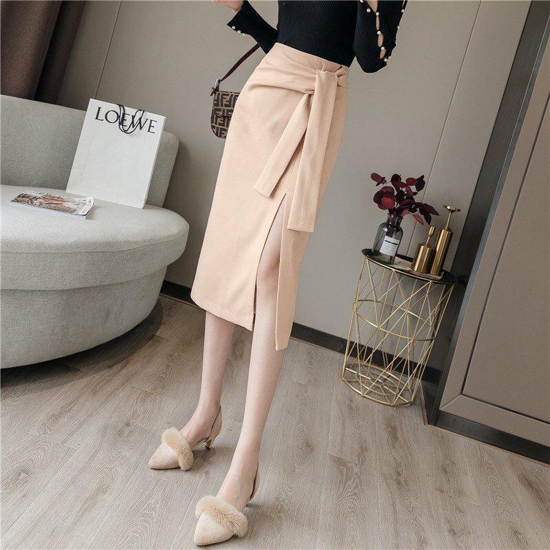 Chân váy xẻ tà cột nơ cao cấp