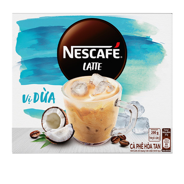 Cà phê hòa tan NESCAFÉ Latte VỊ DỪA - COMBO 2 hộp x 10 gói x 20g - [TẶNG BÌNH JUG 1L]