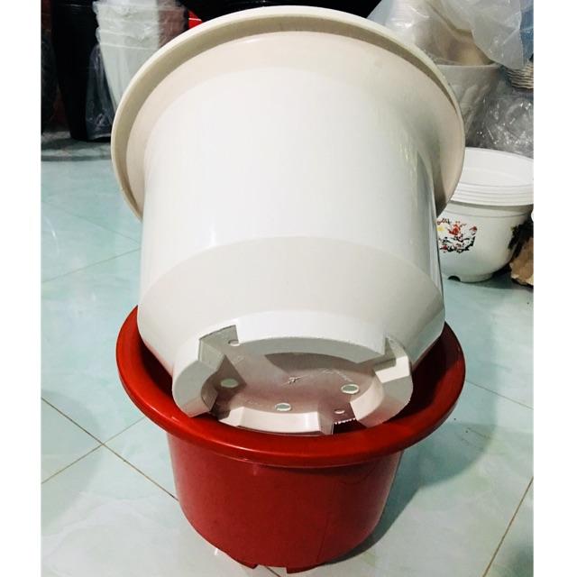 Chậu Nhưa Trồng Cây - Chậu Tròn Vành có chân Cao - Rất Dày, Dẻo