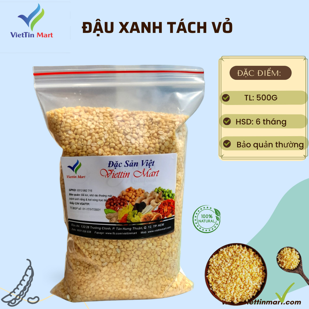 Đậu Xanh Đã Bóc Vỏ Viettin Mart 1Kg