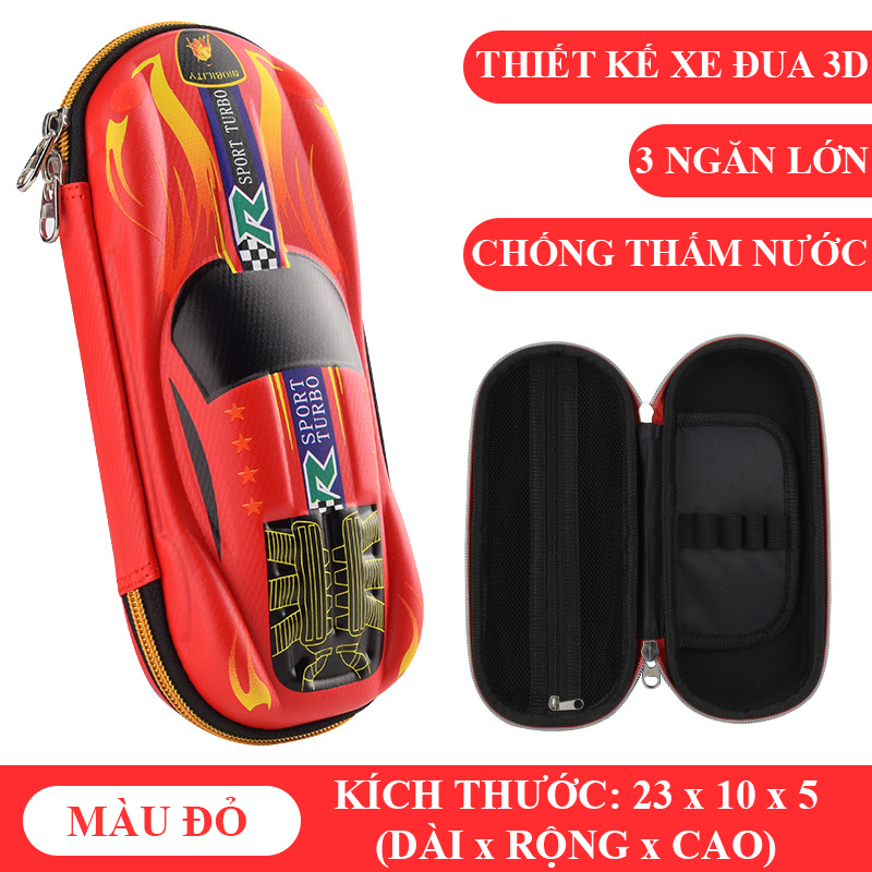 Hôp bút 3D in hình xe đua độc đáo kích thước lớn chống thấm nước phù hợp cho bé trai HB00004