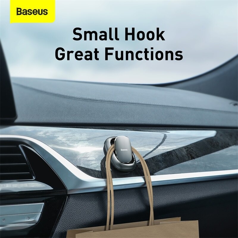 Miếng dán móc treo đa năng Baseus Beetle Vehicle Hook (2 PCS / Set , Aluminum Alloy, 3M Sticker Paste Holder for Car ) - Hàng Chính Hãng