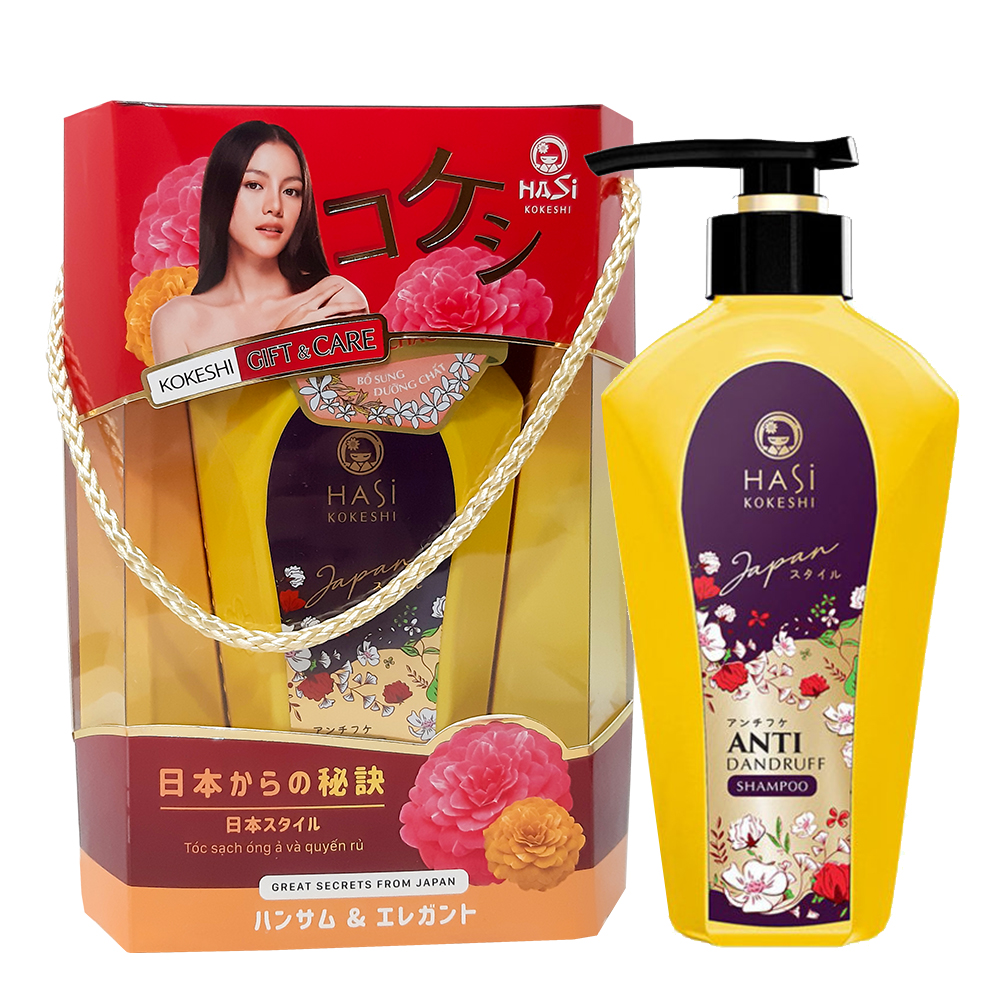 Dầu Gội Làm Sạch và Ngăn Ngừa Gàu HASI KOKESHI Anti Dandruff. Tặng Gel Móc Khóa 30ml