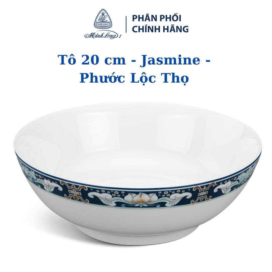 Tô thấp 20 cm Jasmine Phước Lộc Thọ - Gốm sứ cao cấp Minh Long