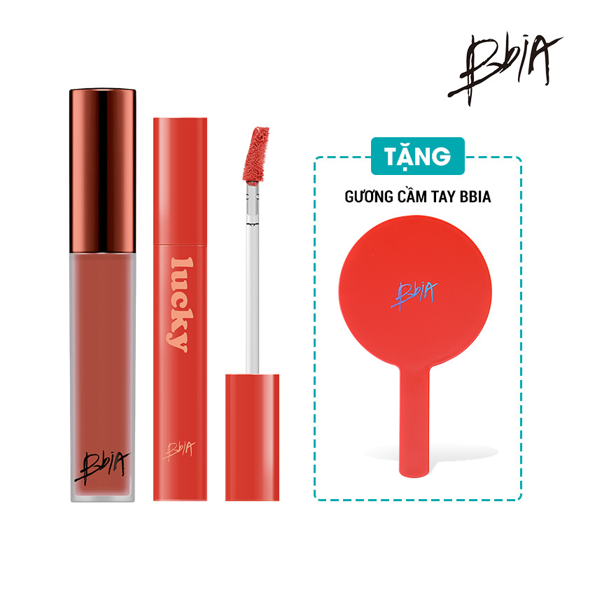 COMBO SẮC CAM gồm Son Kem Lì BBIA Last Velvet Lip Tint 22 Mellow Note và Son Bóng BBIA Lucky Shine Tint 03 tặng gương