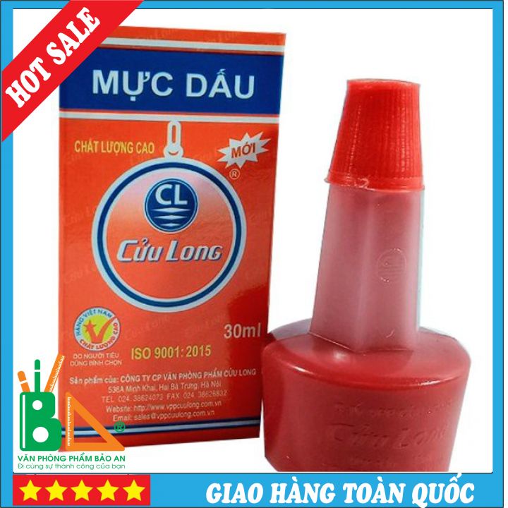 Mực Dấu Cửu Long (30ml) Không Phai Màu Khi Gặp Nước Mực Bám Chắc Trên Văn Bản Sau Khi Đóng Sử Dụng Tốt Cho Dấu Đồng, Dấu Cao Su