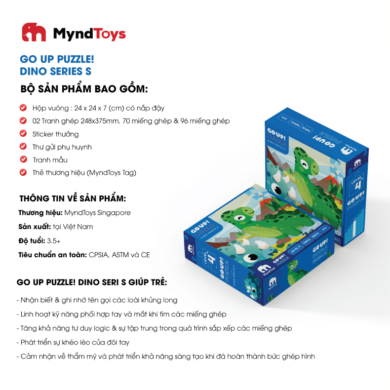 Đồ Chơi Xếp Hình MyndToys Go Up! Puzzle Level 4 - Dino Series S