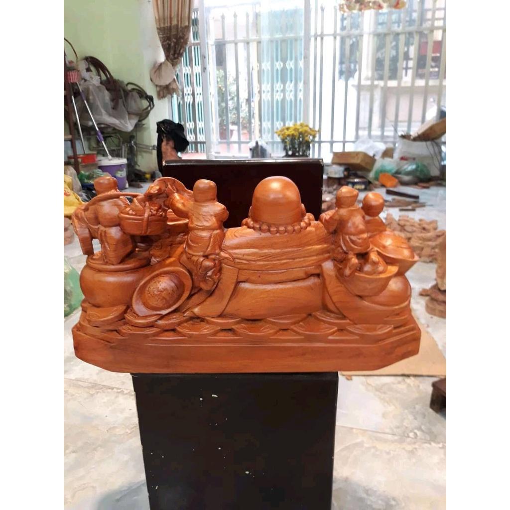 Tượng phật di lặc ngũ phúc gỗ hương liền khối kt 60×30×30cm