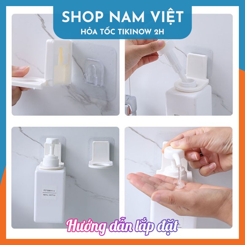 Combo 3 Móc Dán Treo Chai Sữa Tắm, Dầu Gội (Loại Nắp Rời) - Miếng Dán Tường Nhà Tắm