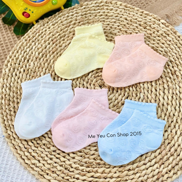 Set 5 Tất Vớ Lưới Cổ Thấp Màu Trơn Mềm Mịn, Thoáng Khí Cho Bé - Bé trai
