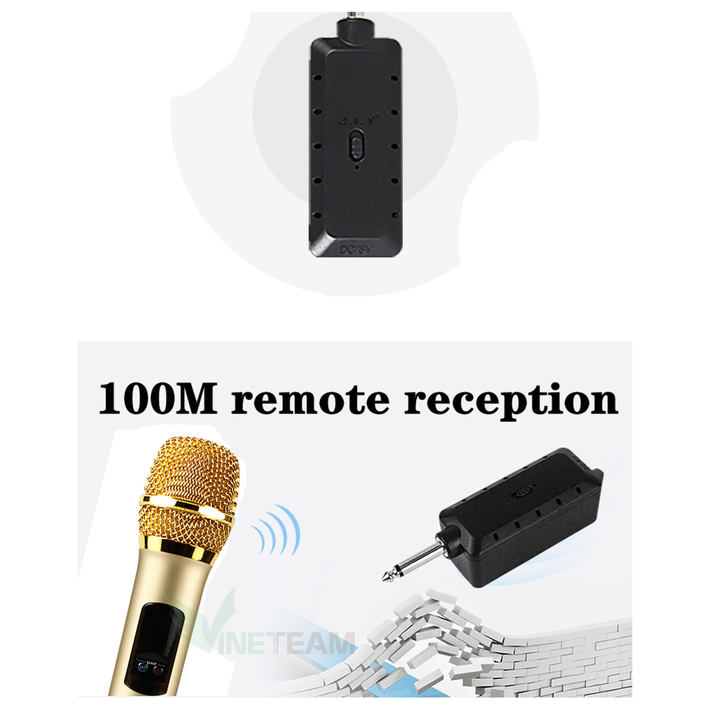 Bộ 2 Micro Không Dây J.I.Y E9 Sóng UHF Wireless Dành Cho Amly  Loa Kéo Loa Karaoke - Hỗ trợ Các Thiết Bị Có Jack Cắm 3.5mm Và 6.5mm - Hàng Nhập Khẩu