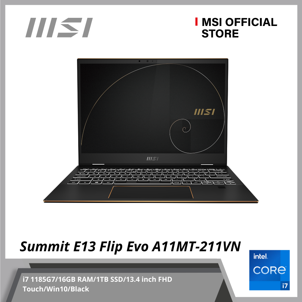 Laptop MSI Summit E13 Flip Evo (A11MT-211VN) (i7 1185G7/16GB RAM/1TB SSD/13.4 inch FHD Touch/Win10/Bút MSI/Đen) - Hàng chính hãng
