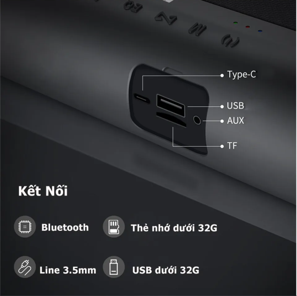Loa Bluetooth nghe nhạc không dây 100W công suất lớn Super Bass có cổng usb, thẻ nhớ, line 3.5mm pin 10400MAH sạc Type C Chip DSP TWS lên 200W cao cấp Hàng Chính Hãng PKCB