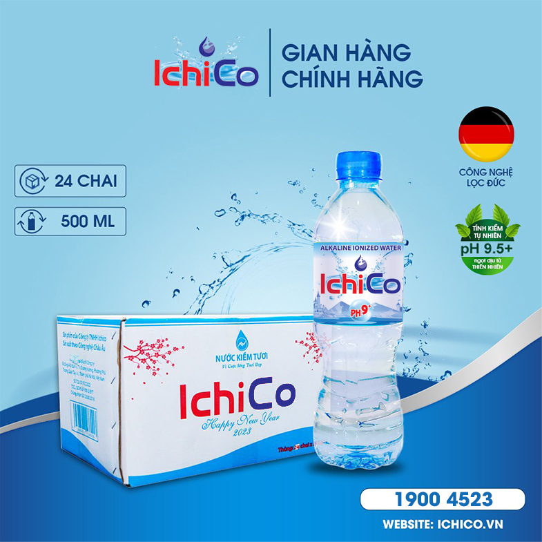 Nước kiềm Ichico Ph 9.5+ (Thùng 20 chai 500ml)