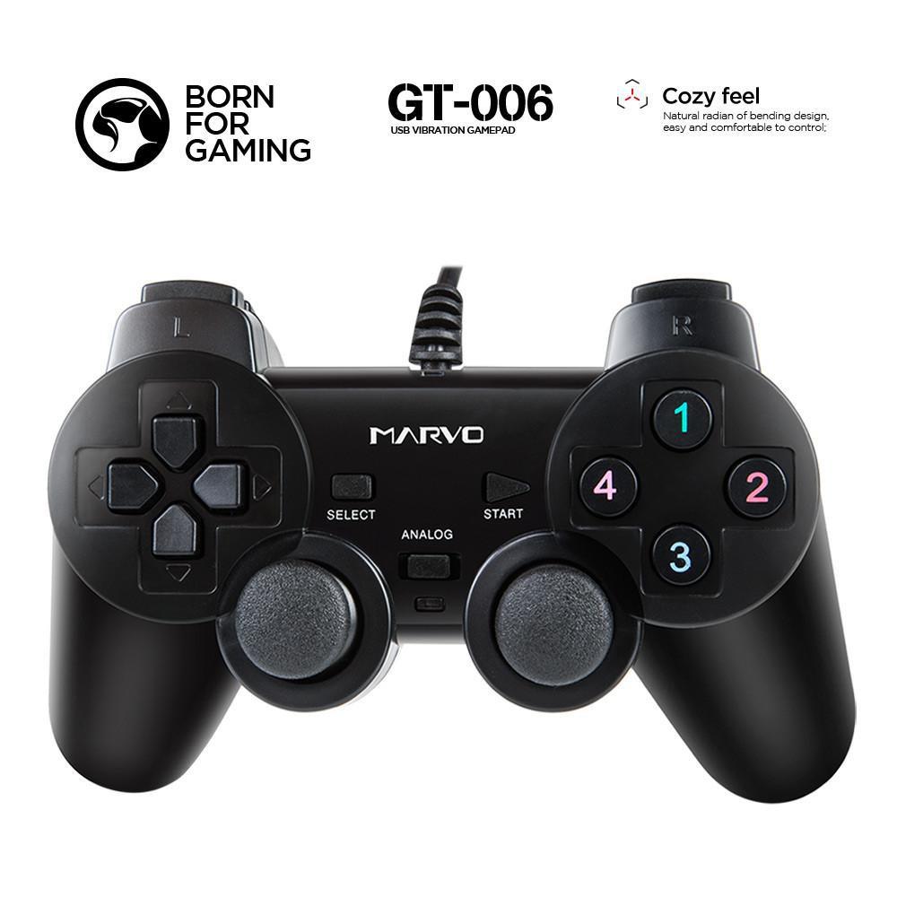 Tay cầm chơi game có dây cao cấp Marvo GT-006 (Đen) HÀNG CHÍNH HÃNG