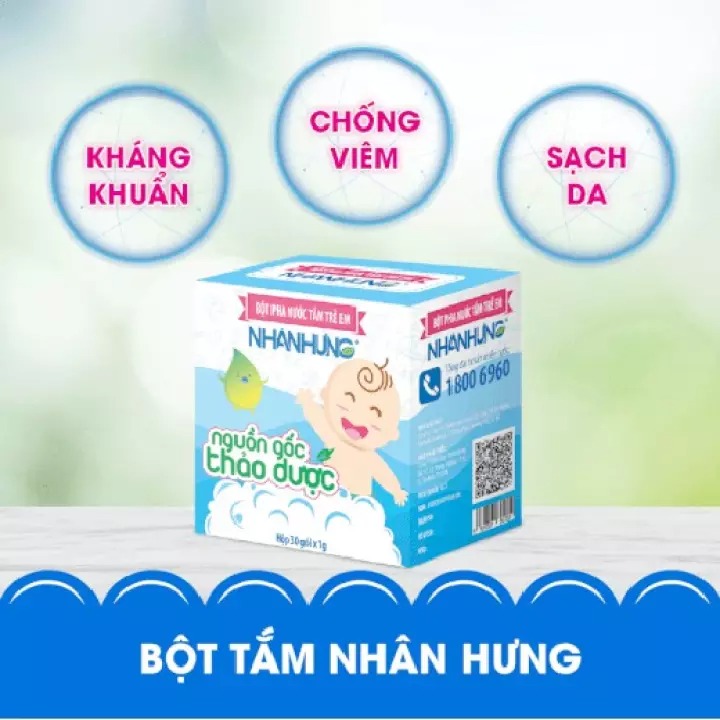 Bột Tắm Nhân Hưng - Trẻ Hết Hăm Da, Rôm Sảy, Mụn Nhọt ,Mẩn Ngứa ( Tách lẻ 10 Gói)