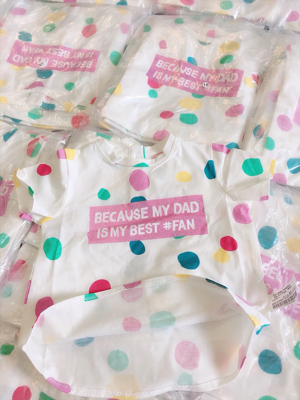 Áo thun bé gái chấm bi trắng Because My Dad mẫu 2021 cotton cao cấp cực mềm 1-6T (9-23kg)