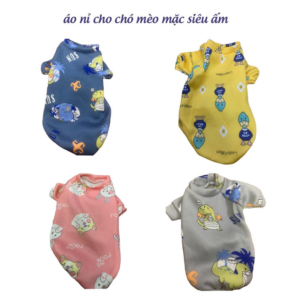 Áo nỉ chó mèo, áo giữa ấm cho chó mèo chất liệu nỉ lông nhiều màu sắc
