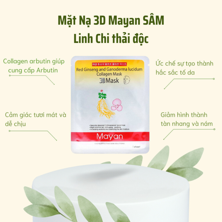 Combo 10 Mặt Nạ 3D Mayan Hồng Sâm Linh Chi