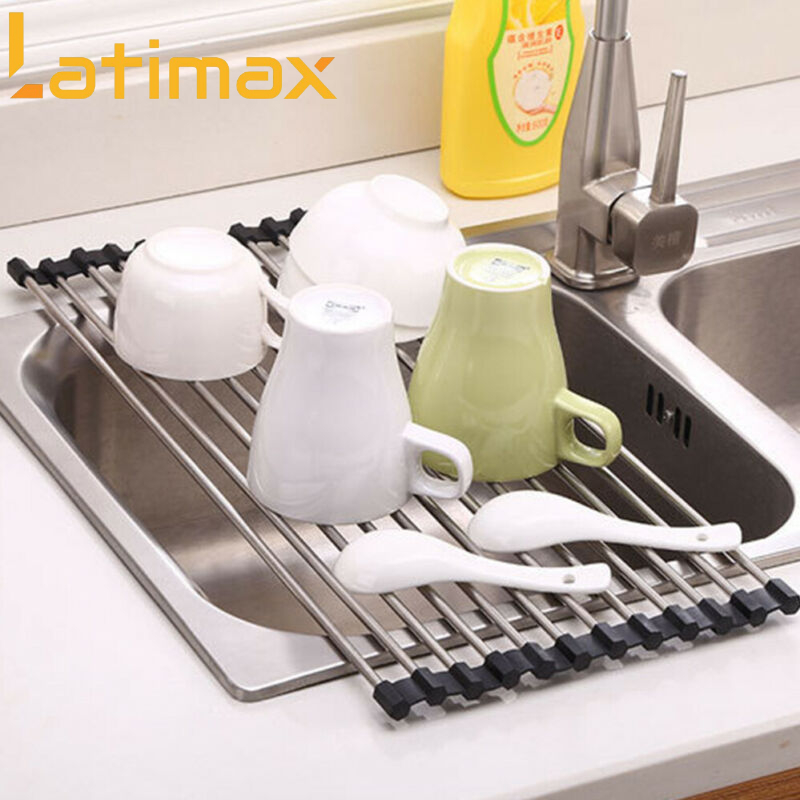 Kệ gác bồn rửa chén bát Inox 304 gấp gọn Latimax - Giá gác bồn rửa chén đa năng