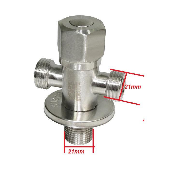 ĐẦU INOX CHIA NƯỚC 1 VÀO 2 RA CÓ VAN KHÓA - 203