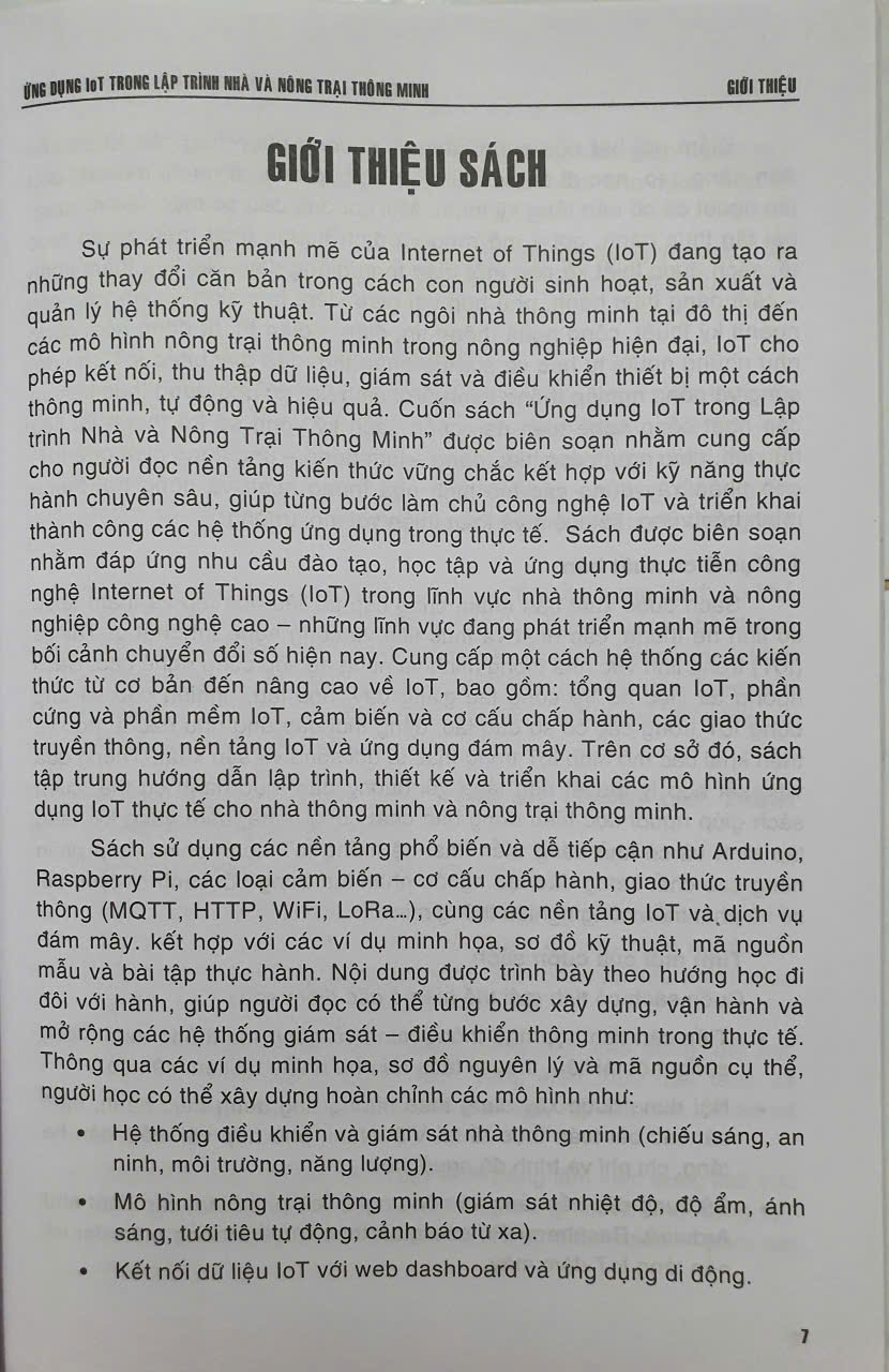 Sách ứng dụng iot trong lập trình nhà nông trại thông minh ( stk)