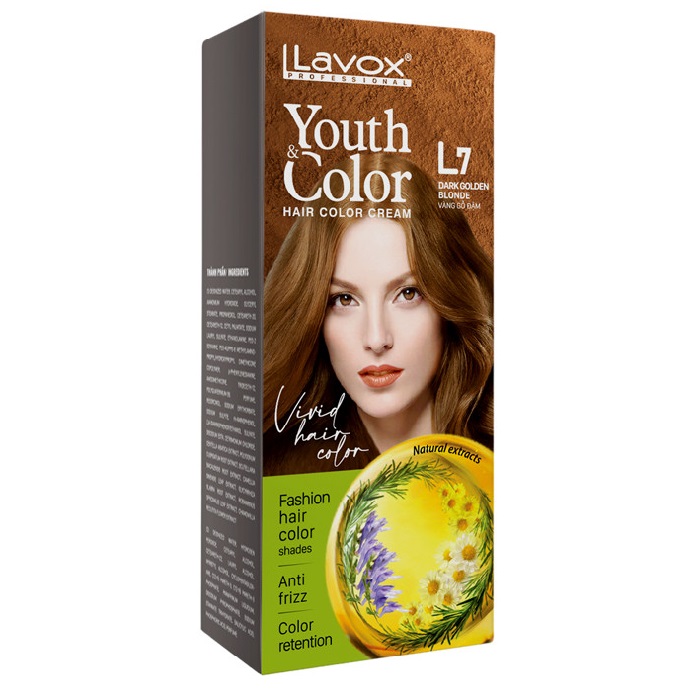 (Vàng Gỗ Đậm) Kem Nhuộm Dưỡng Tóc Màu Thời Trang Lavox Youth&Color L7 - Dark Golden Blode