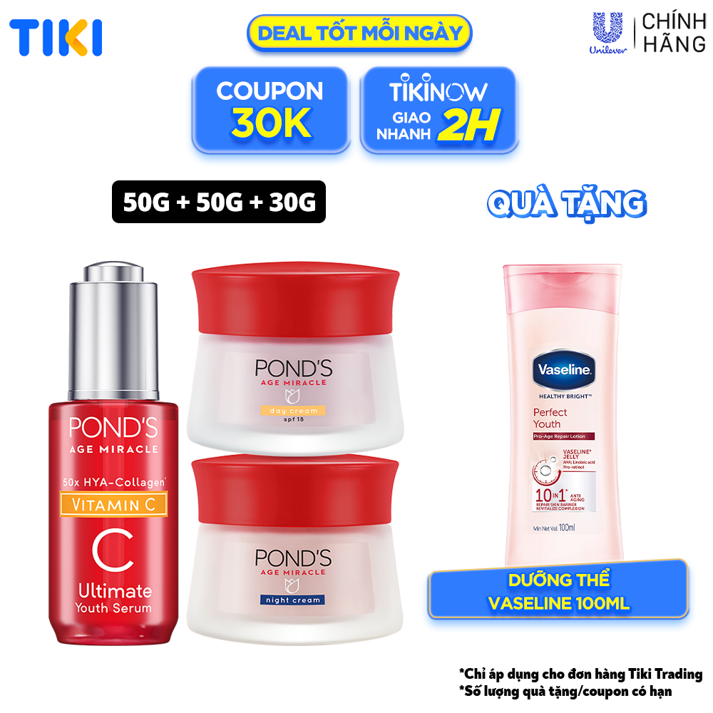 Combo kem dưỡng ẩm ngày, đêm và essence Pond's Age Miracle