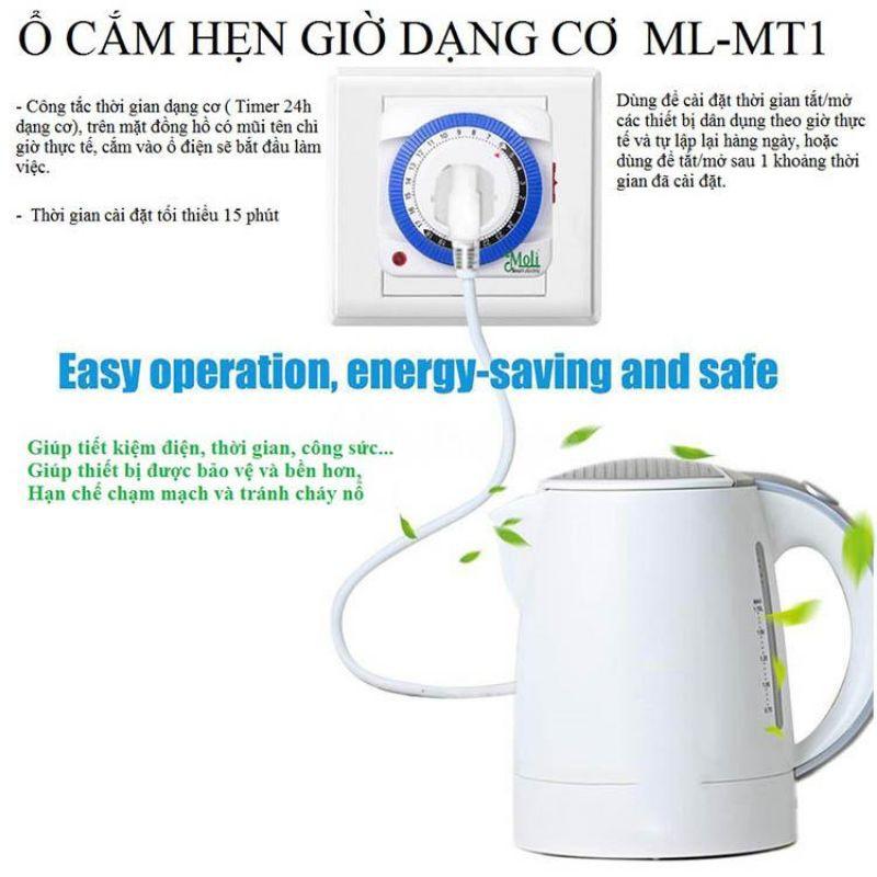 Ổ CẮM HẸN GIỜ MOLI - HẸN GIỜ CƠ 24H