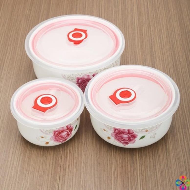 Bộ 3 Thố Sứ Lạnh Cao Cấp Có Hút Chân Không Hộp Đựng Sang Trọng
