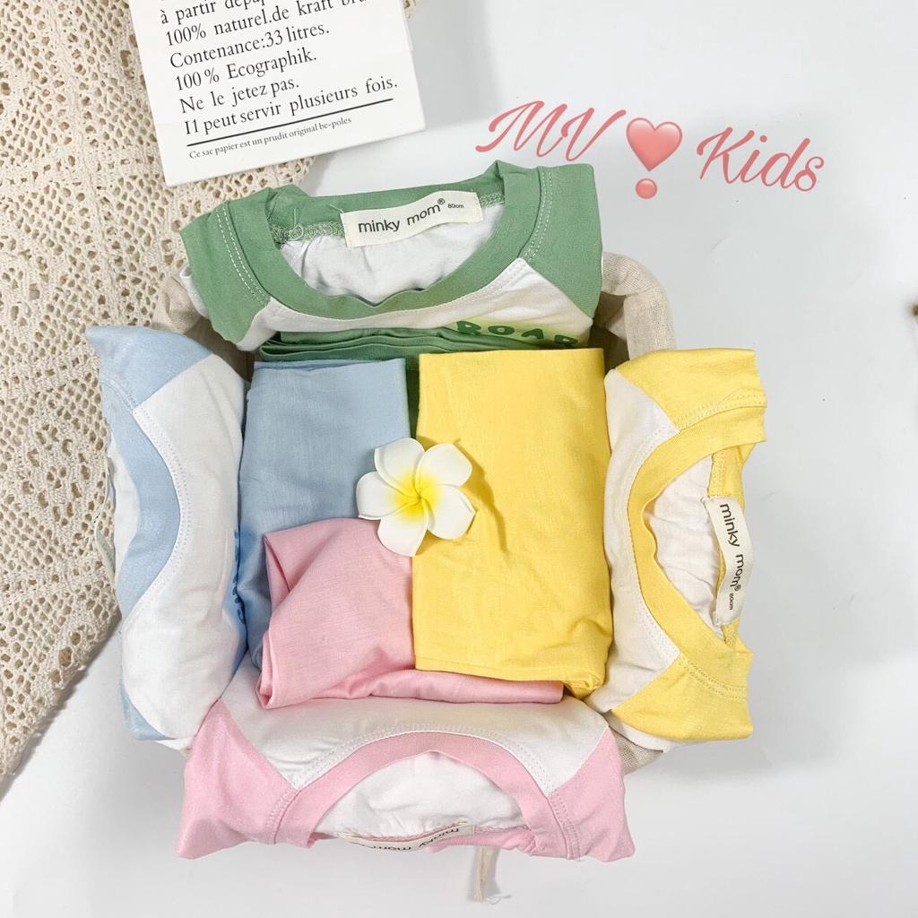 Bộ thun lạnh Minky Mom cộc tay in hoạt hình cho bé trai, bé gái