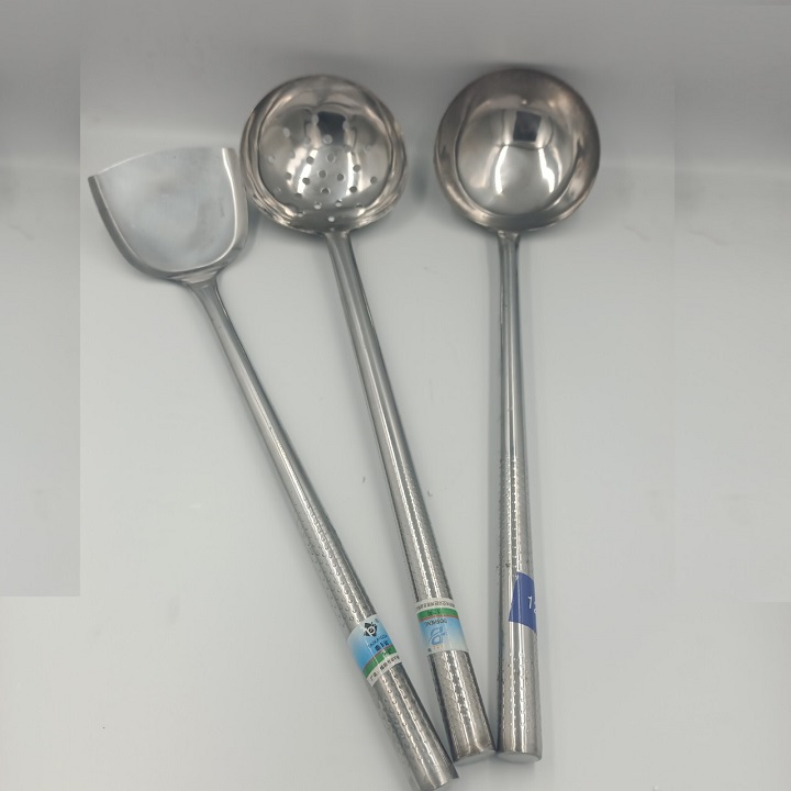 Bộ 3 muôi múc,muôi thủng ,xẻng chiên xào công nghiệp inox cao cấp