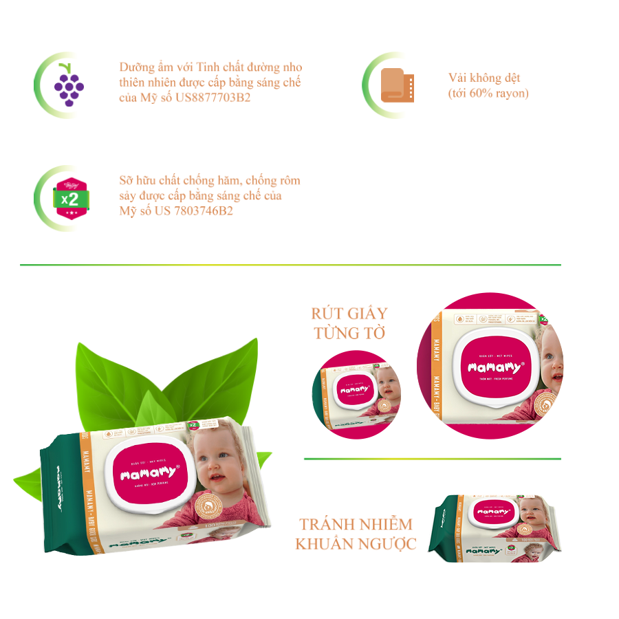 Combo 6 gói khăn ướt ngừa hăm, rôm sảy Mamamy 80 tờ/gói bổ sung , kháng khuẩn, an toàn cho trẻ sơ sinh