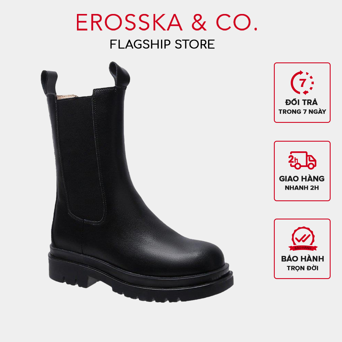 Erosska - Giày boot nữ martin đế dày cổ cao phong cách năng động - GB011