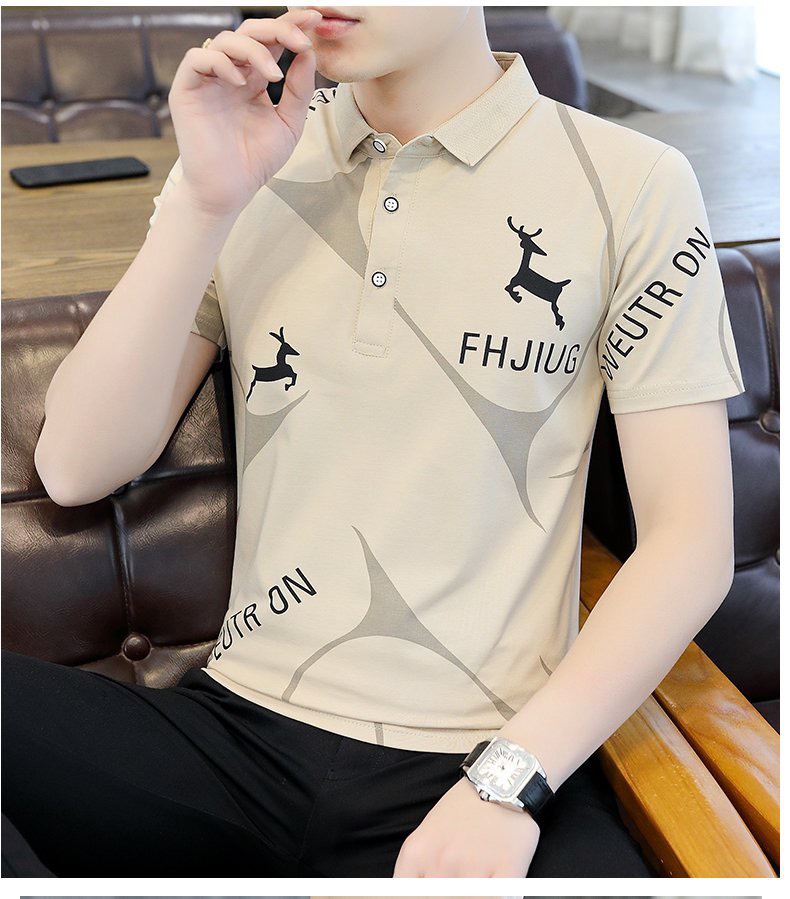 Áo Thun Nam, Áo Polo Nam Có Cổ Cotton Cao Cấp mẫu mới 2023 họa tiết con NAI cực đẹp 2 màu sang trọng lịch lãm