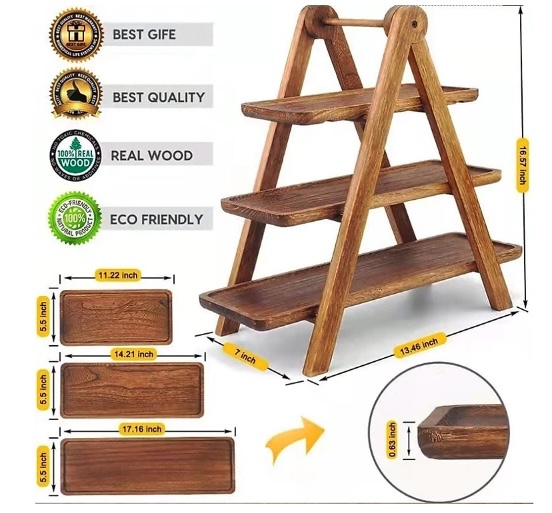 Khay Gỗ Đựng Thức Ăn Trang Trí Bàn Tiệc Serving Cascading Tray 3F