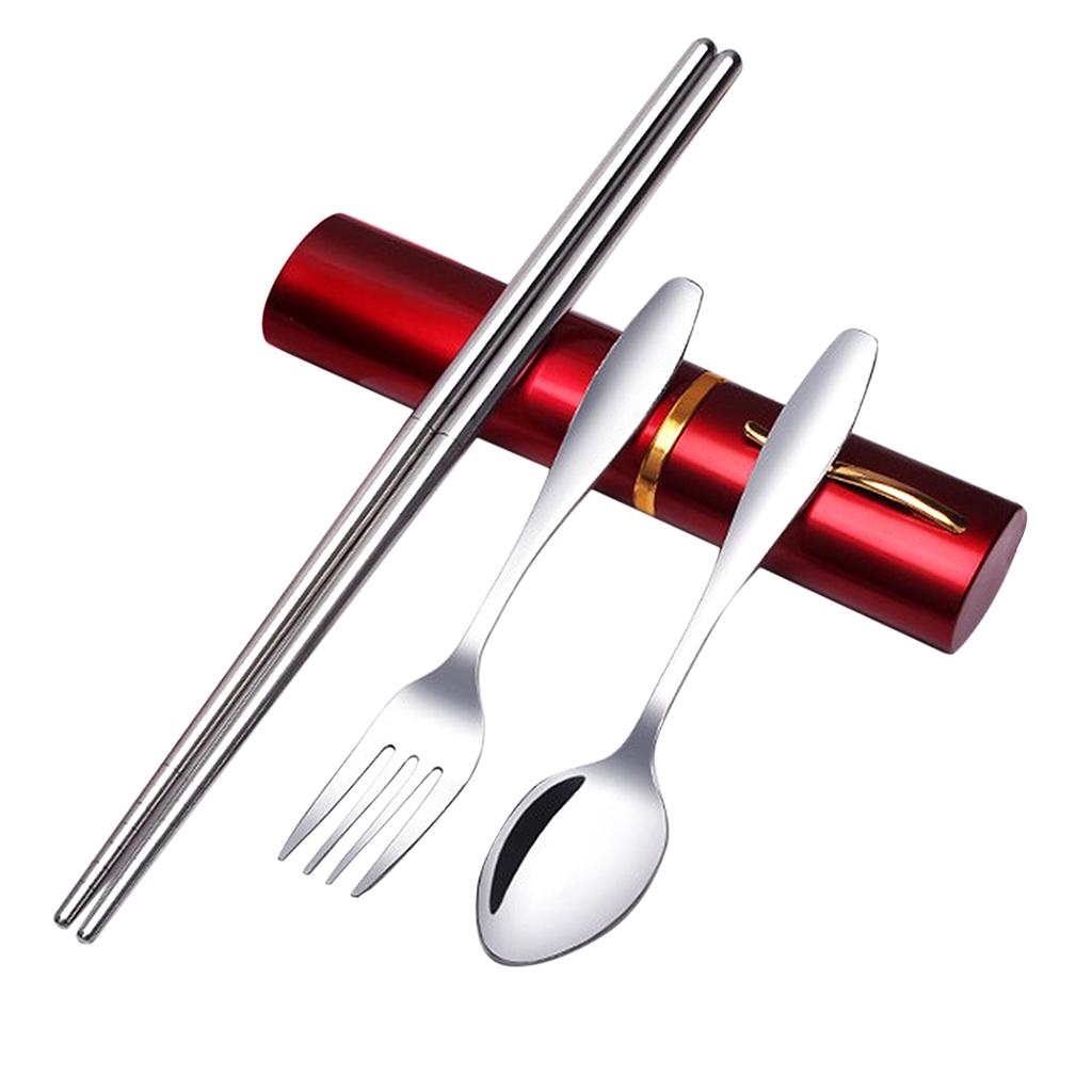 Tableware Stainless Steel Travel Portable Chopsticks, Forks Spoons