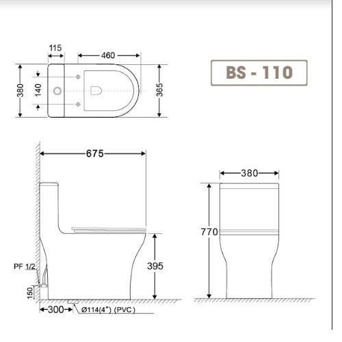 Bồn cầu một khối nắp đóng êm  BS-110